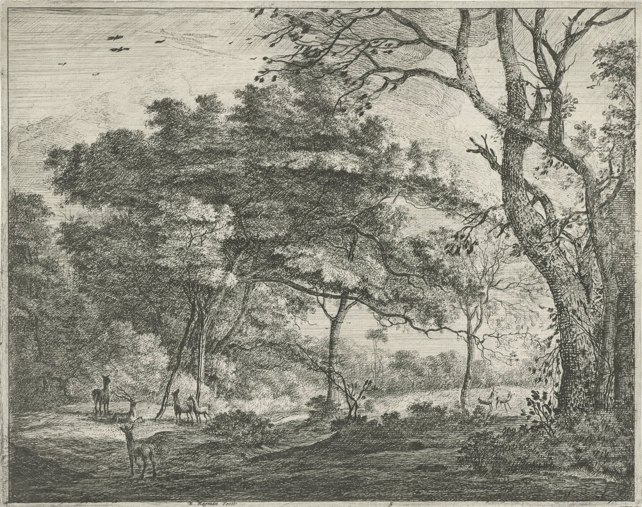 Herten in het Haagse Bos door Roelant Roghman