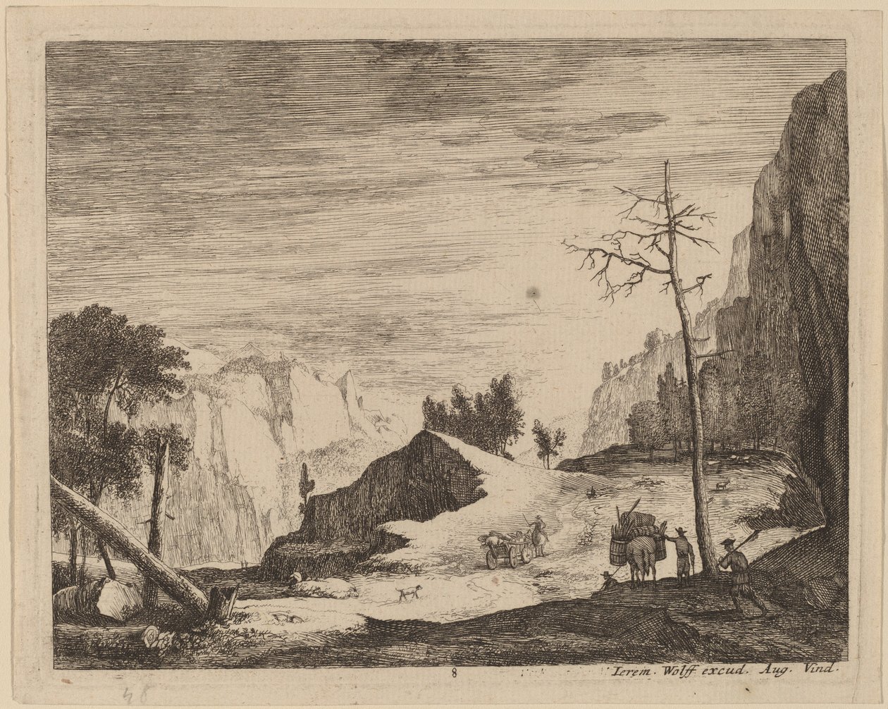 Bergachtig Landschap met een Kar: pl.8 door Roelant Roghman and Melchior Küsel