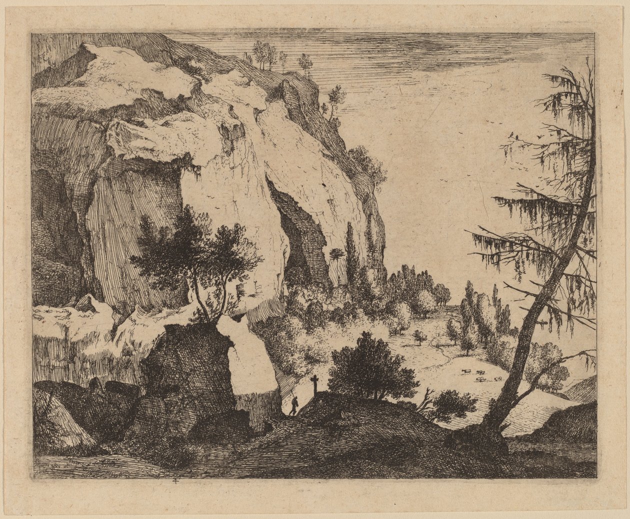 Rotsachtig Landschap met Spar: pl.4 door Roelant Roghman and Melchior Küsel