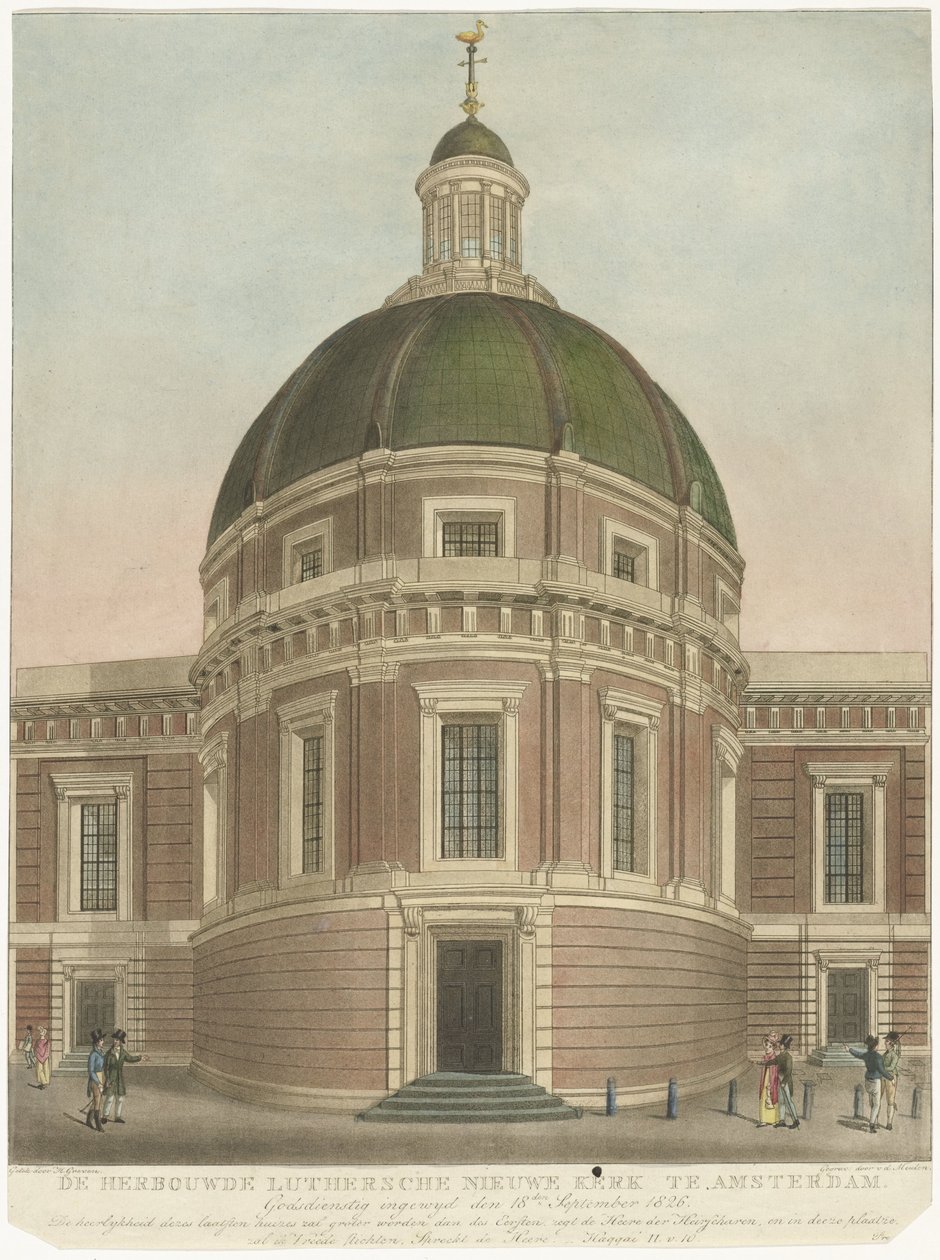 Herbouwde Nieuwe Lutherse kerk te Amsterdam door Roelof van der Meulen