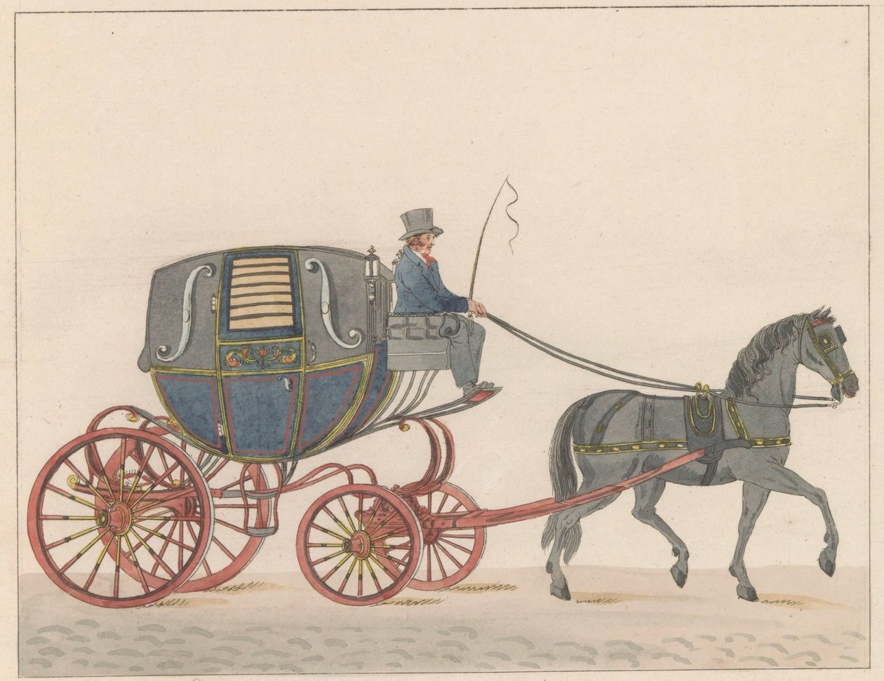 Paardenkoets in Amsterdam, ca. 1825 door Roelof van der Meulen