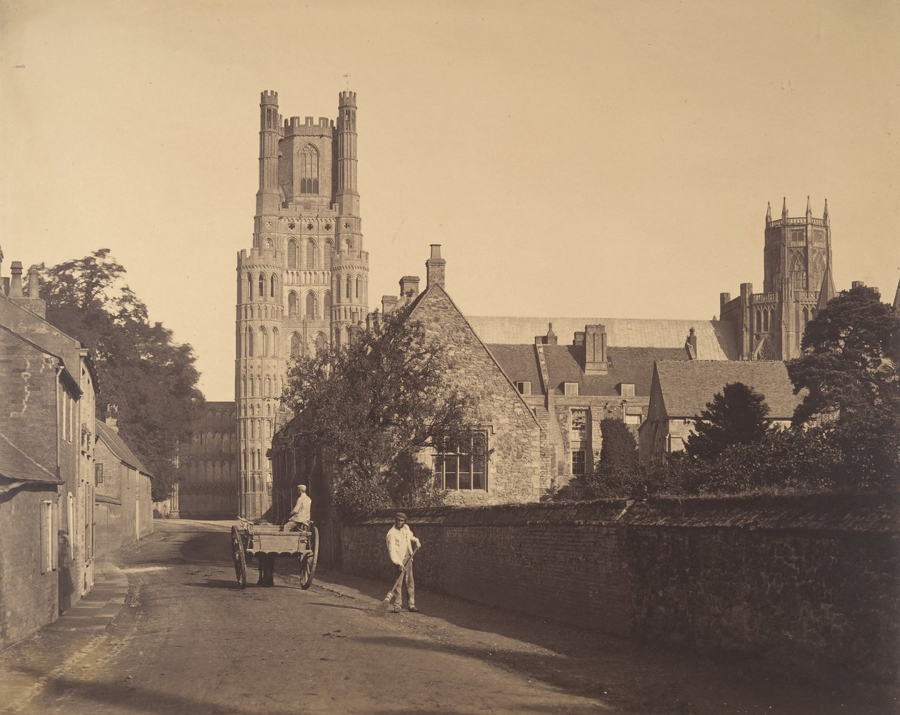 Ely Cathedral, vanaf de Grammar School door Roger Fenton