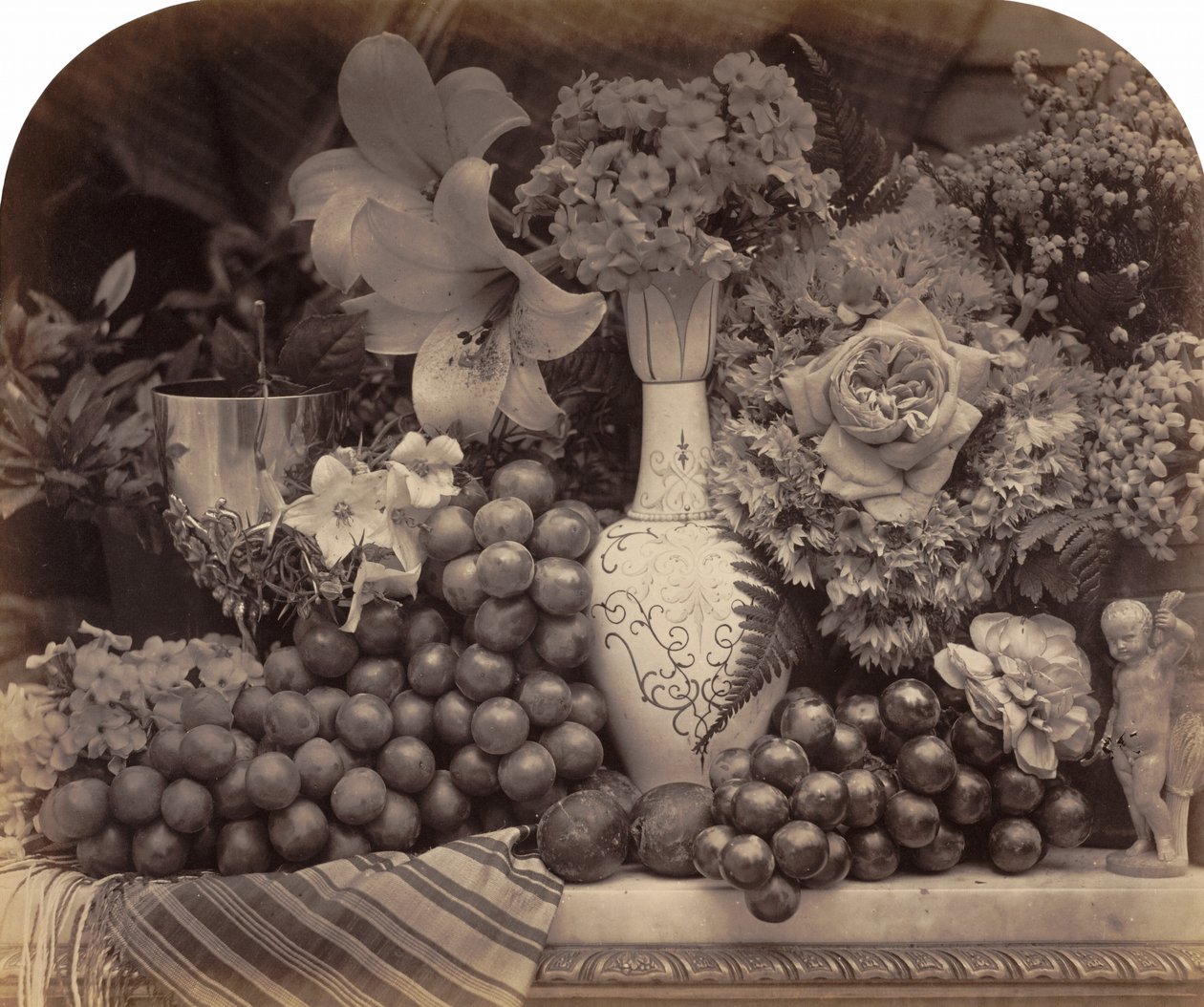 Fruit en bloemen,1860 (foto) door Roger Fenton