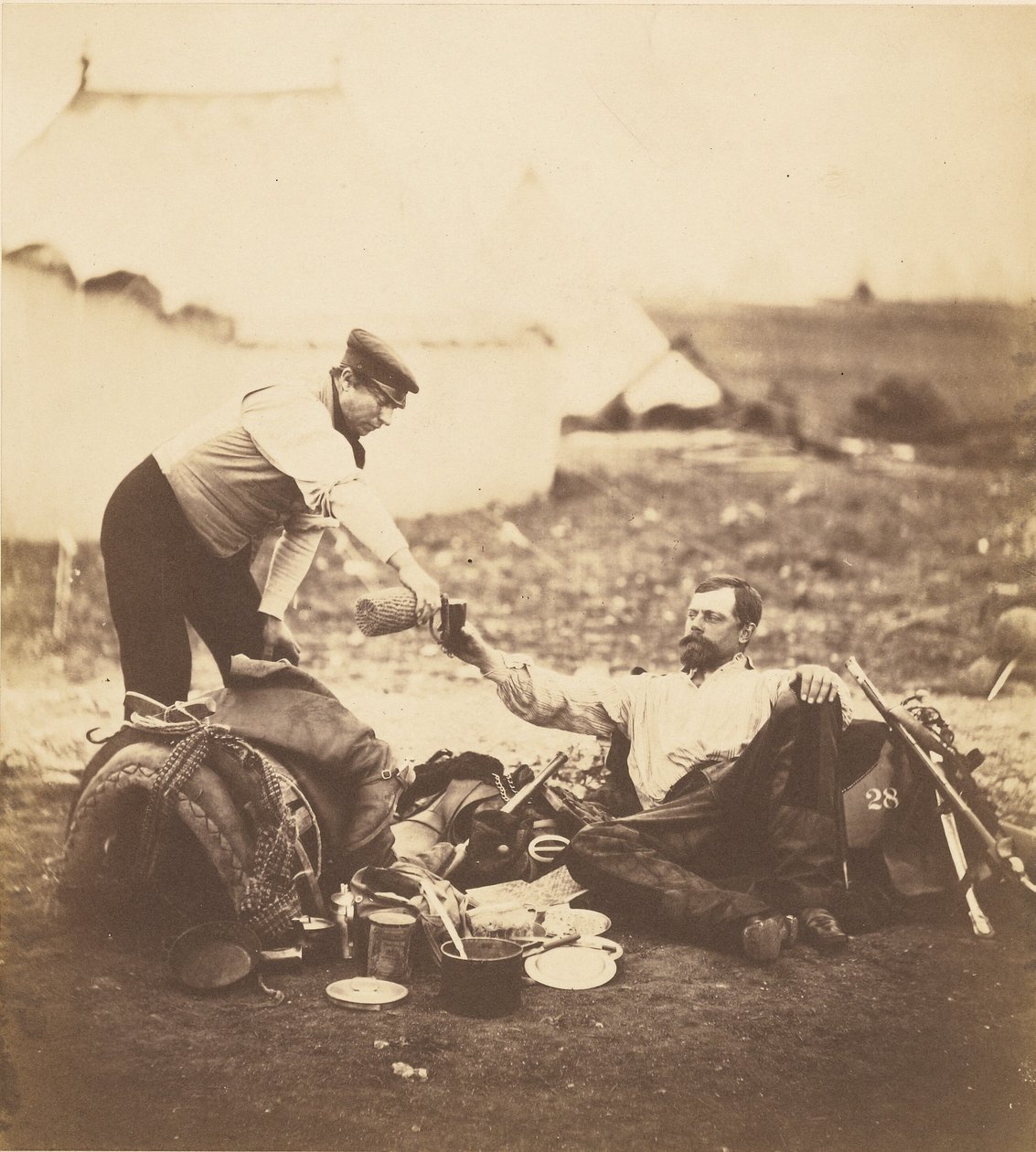 Luitenant-kolonel Hallewell, zijn werkdag voorbij. door Roger Fenton