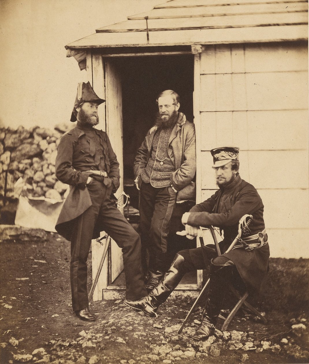 Officieren van de staf van luitenant-generaal Sir G. Brown door Roger Fenton