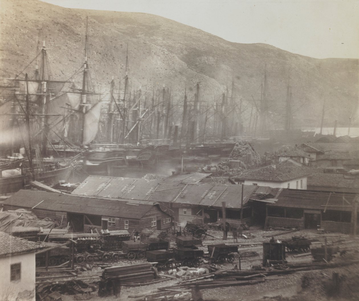 Spoorwegsheds en werkplaatsen, Balaklava door Roger Fenton