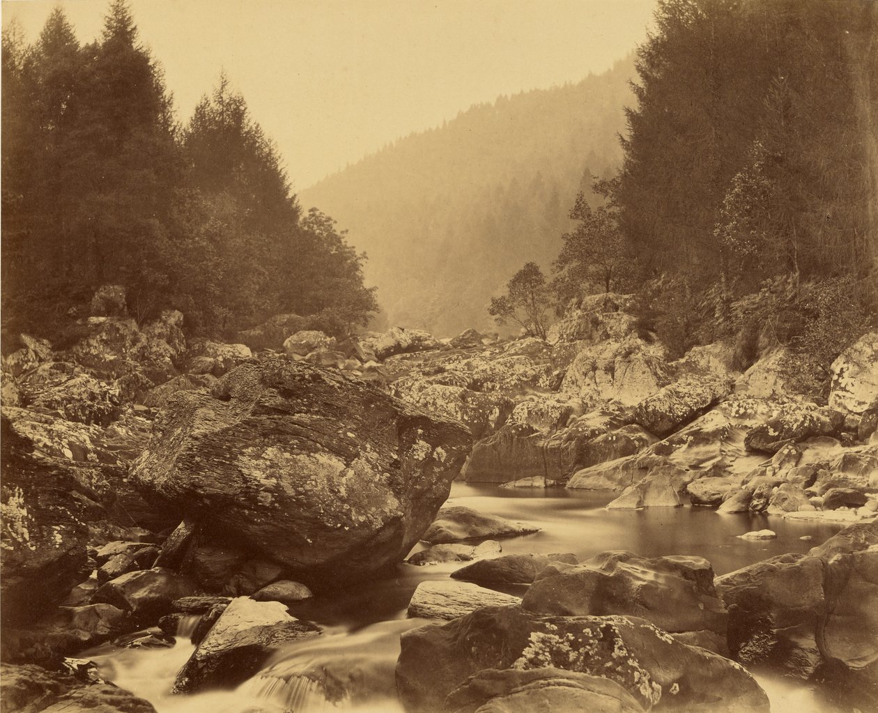 Forellenpoel aan de Llugury door Roger Fenton