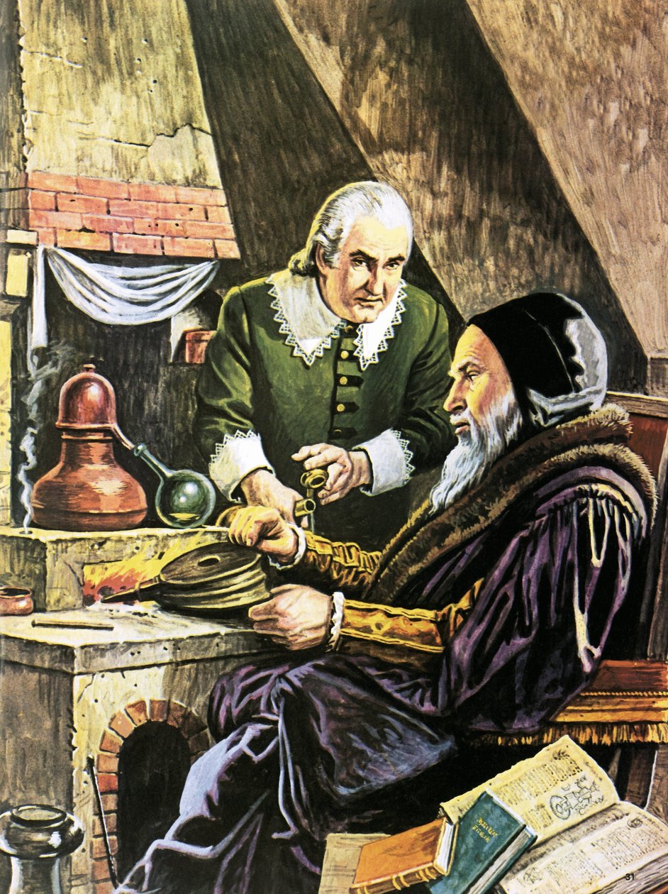 Alchemist en zijn assistent door Roger Payne