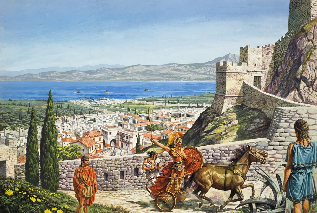 Korinthe - Citadel op het kruispunt (gouache op papier) door Roger Payne