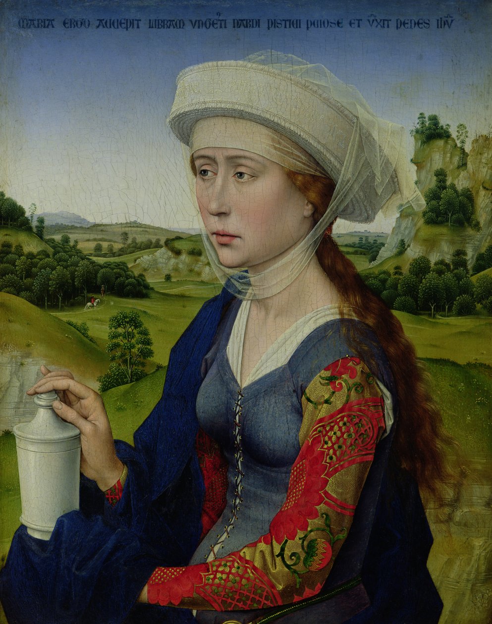 Maria Magdalena, van het rechterpaneel van Drieluik van de Familie Braque door Rogier van der Weyden