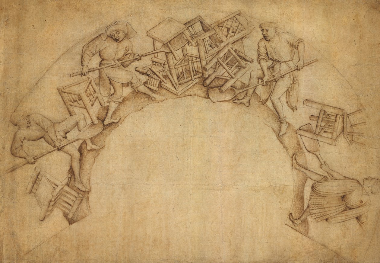 Mannen die stoelen scheppen door Rogier van der Weyden