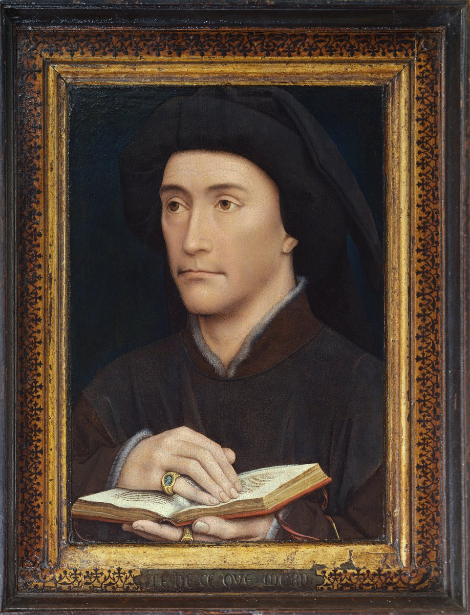 Portret van een Man met een Open Boek (mogelijk Bisschop Guillaume Fillastre) door Rogier van der Weyden