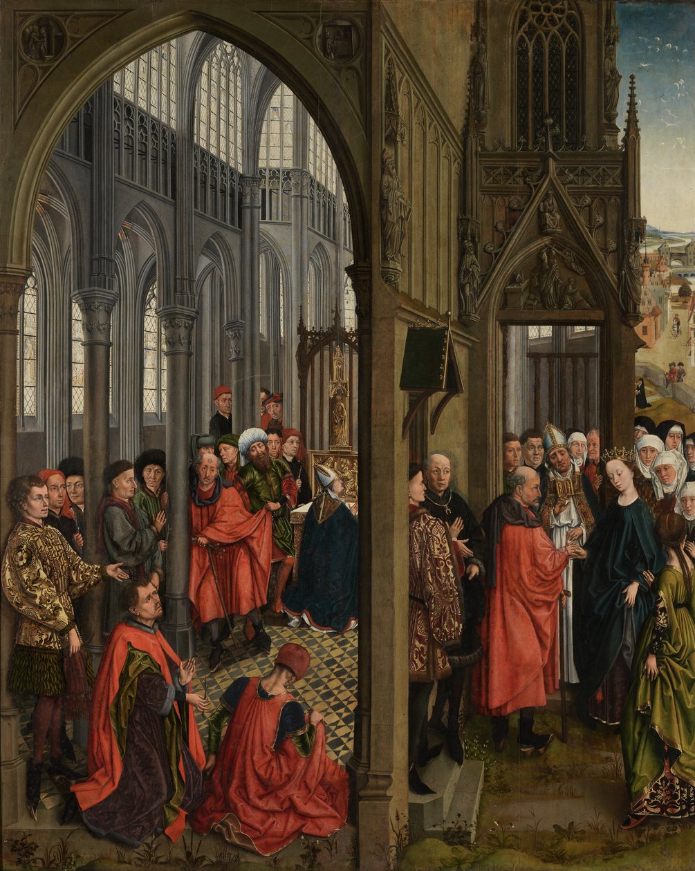 De bloei van Jozefs staf en de verloving van de Maagd door Rogier van der (follower of) Weyden