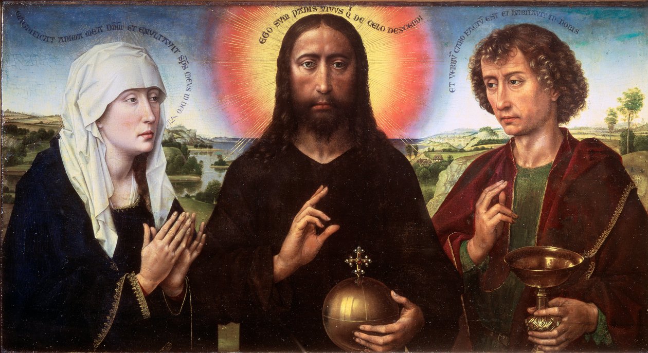 Christus Verlosser tussen de Maagd en Sint Johannes de Evangelist (het Braque-drieluik) door Rogier van der Weyden