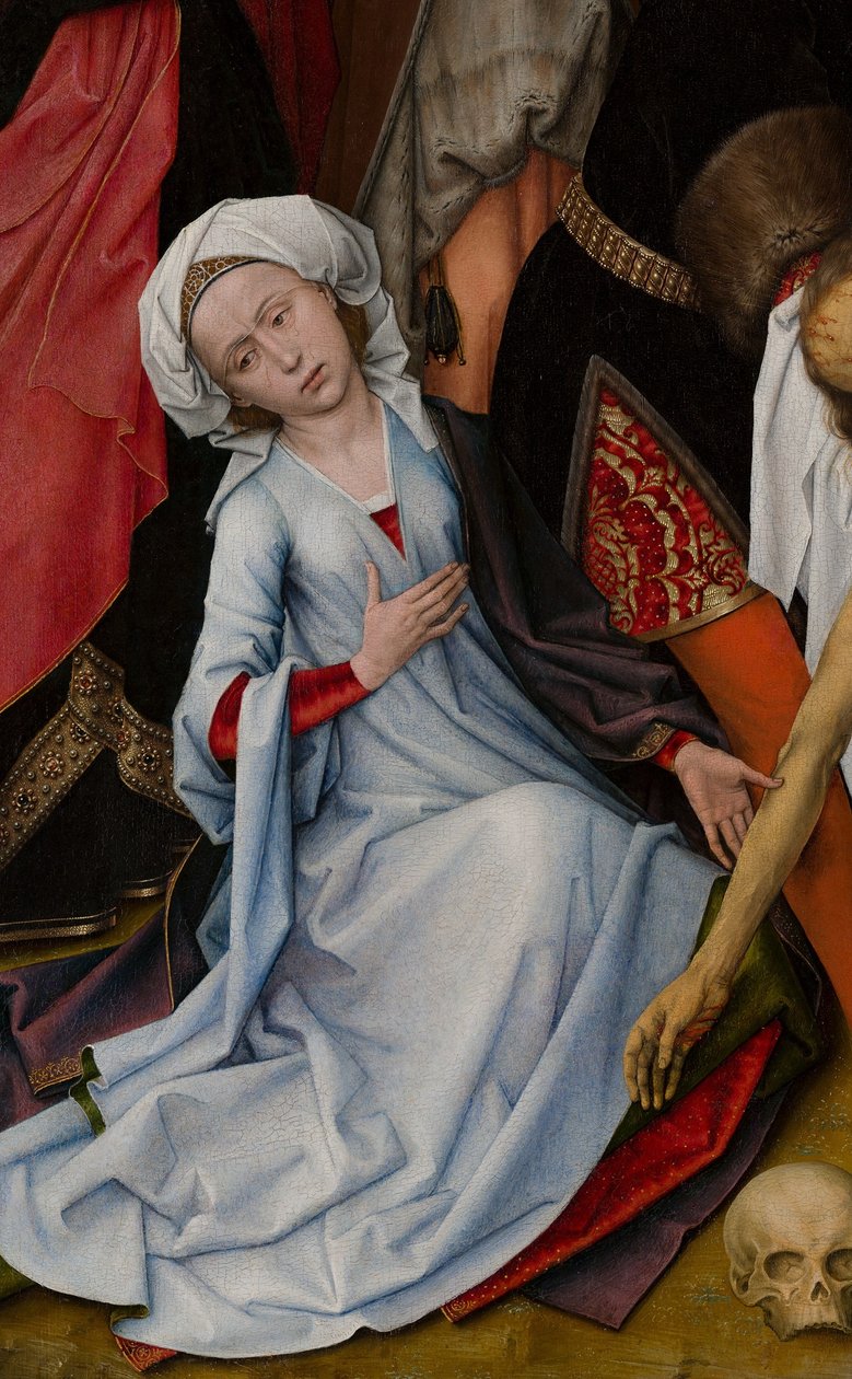 Klaaglied (Mauristhuis) detail van Maria Magdalena door Rogier van der Weyden