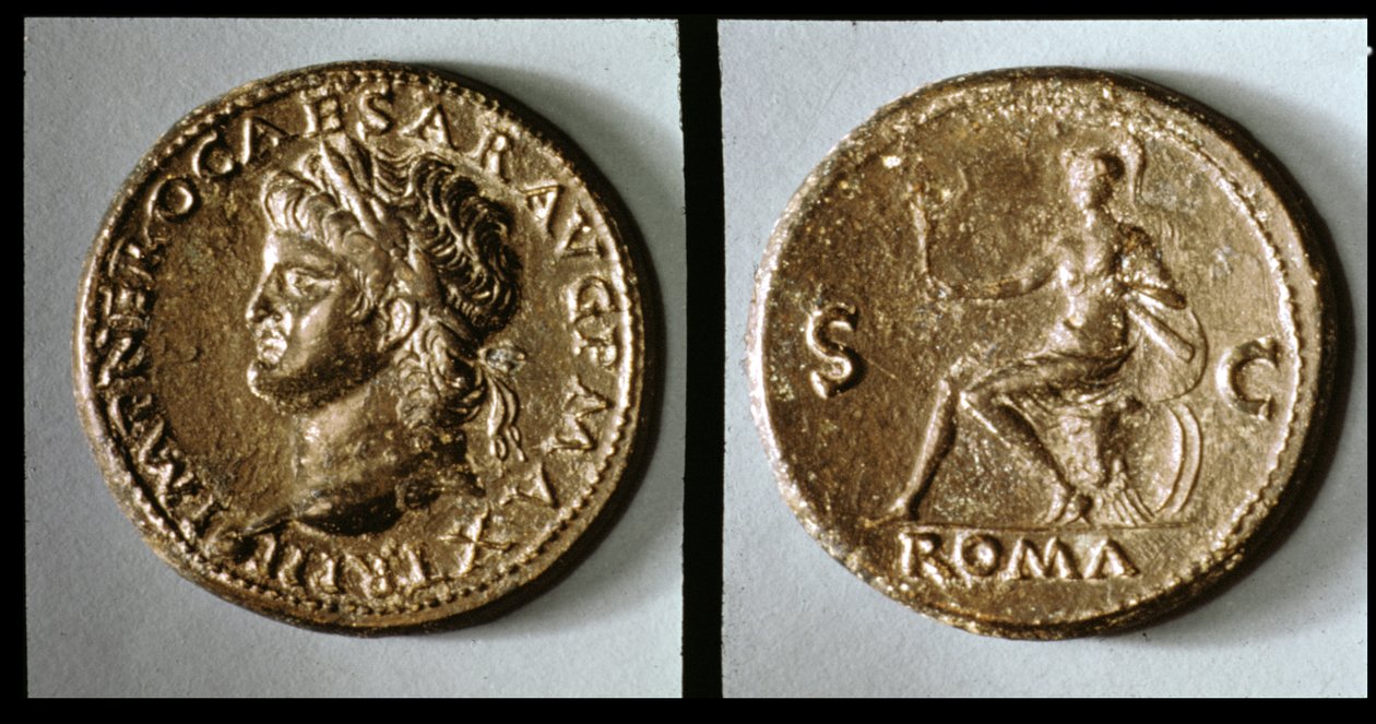 Munt met Afbeelding van Nero door Roman