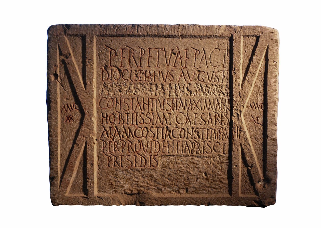 Inscriptie op een Romeinse legerpost, Yotvata, zuidelijke Negev, Israël, c.297-303 AD door Roman