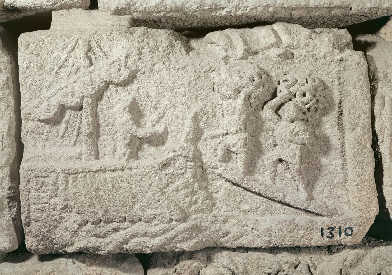 Reliëf dat het laden van een koopvaardijschip uit een graf toont door Roman