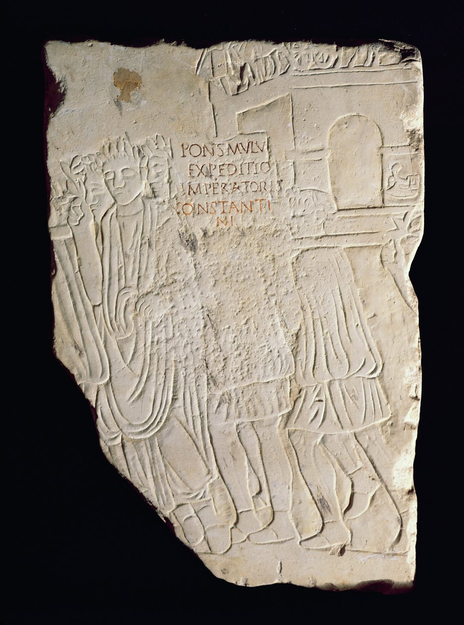 Reliëf dat de overwinning van Constantijn de Grote (270-337) op Maxentius (280-312) bij de Slag bij de Milvische Brug in 312 AD afbeeldt door Roman