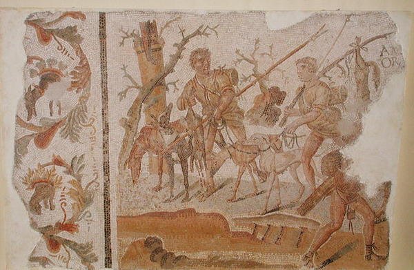 Terugkeer van de jacht, uit Medeina (oud Althiburos) c.280-290 door Roman