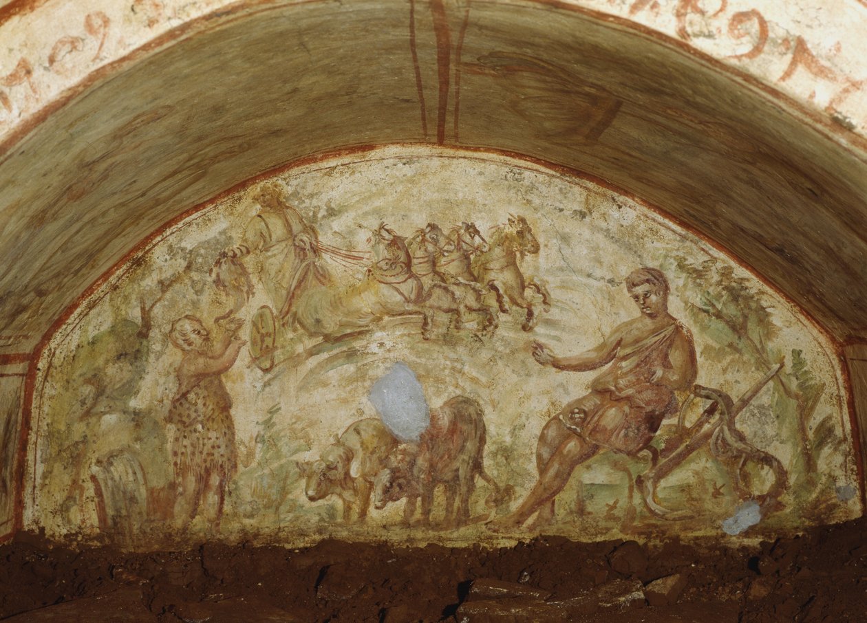 De Hemelvaart van Elia, Catacomben van Via Latina, Rome door Roman