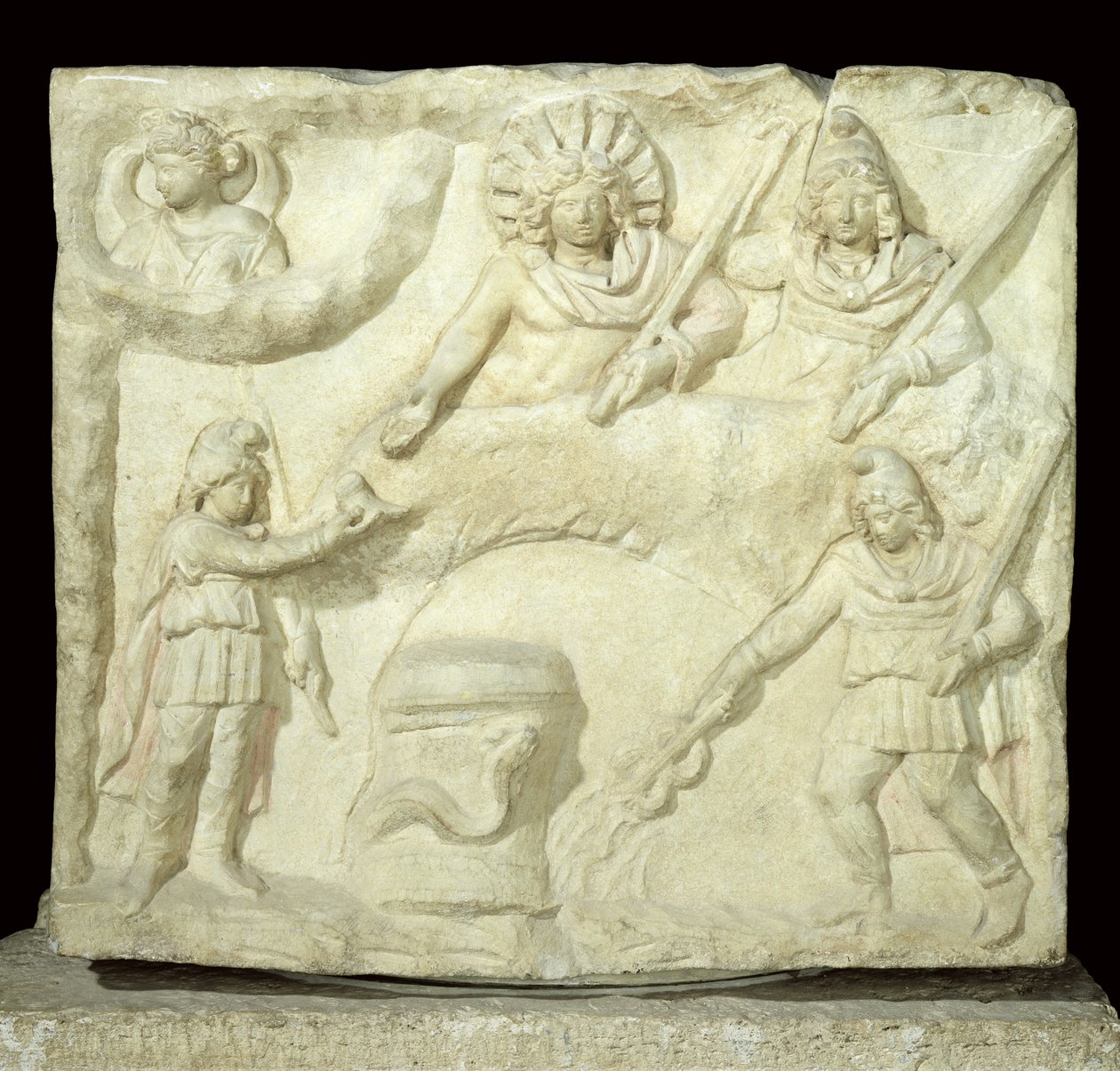 Het banket van Mithras en de Zon, 2e-3e eeuw na Christus (marmer) door Roman