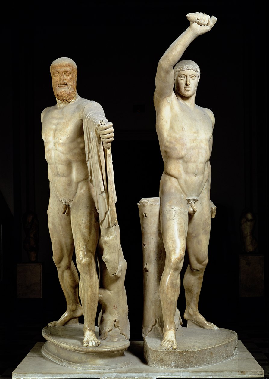De Tyrannicides, Romeinse kopie van een Grieks origineel door Kritios en Nesiotes, ca. 477 v.Chr., uit de Farnese Collectie door Roman