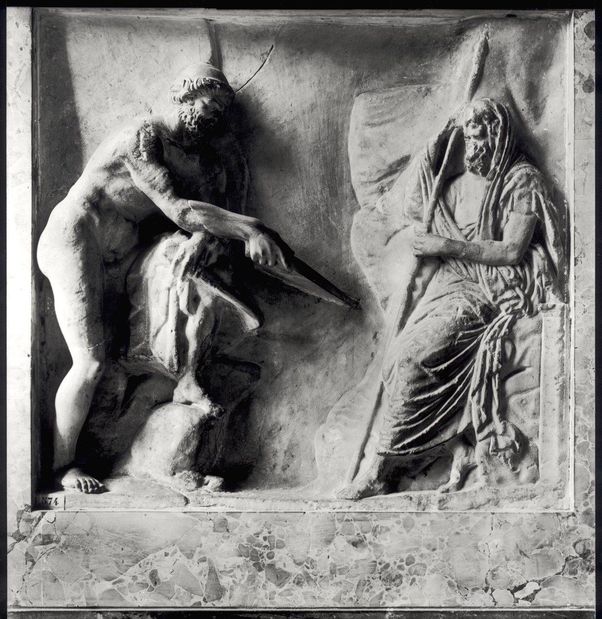 Ulysses raadpleegt Teiresias, 1e of 2e eeuw na Christus door Roman