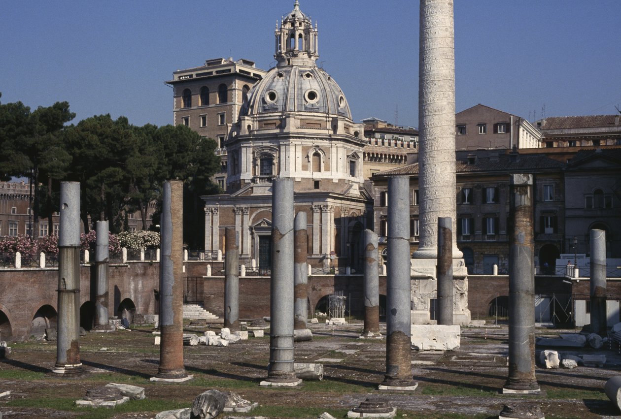 Uitzicht op het Forum en de Zuil van Trajanus, 113 AD door Roman
