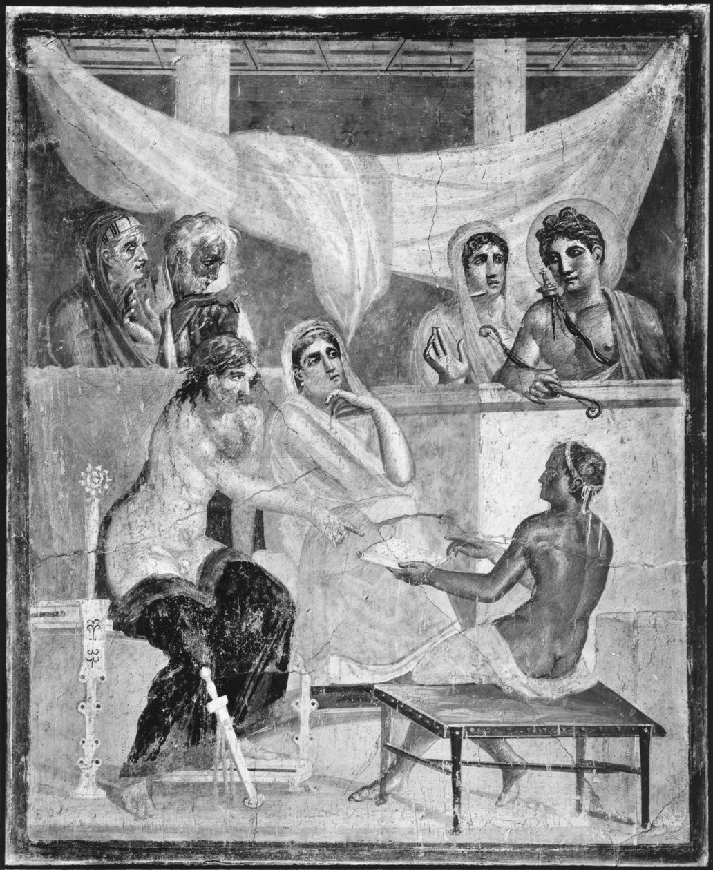 Admetus en Alcestis luisteren naar het orakel, uit Pompeii, Huis van de Tragische Dichter door Roman Roman