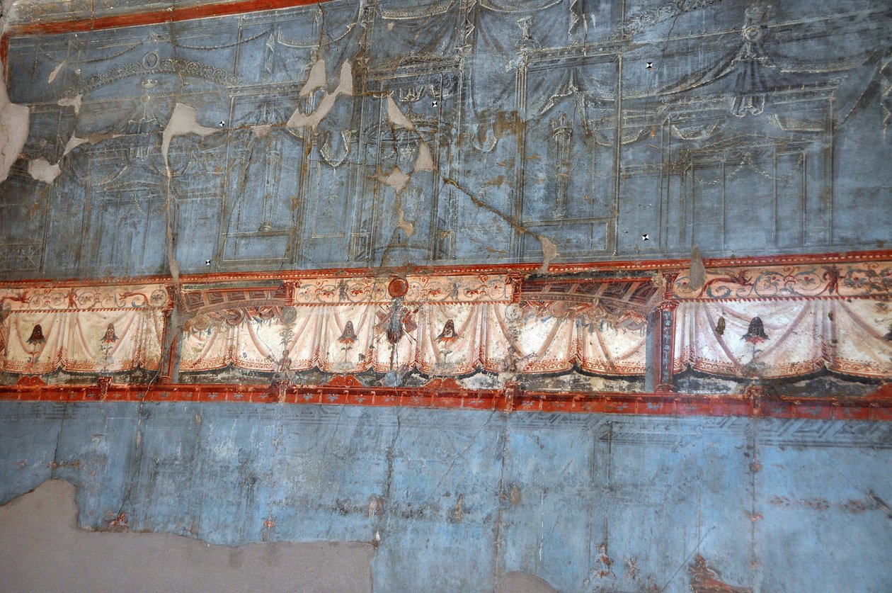 Detail van een Romeins fresco in Herculanum door Roman