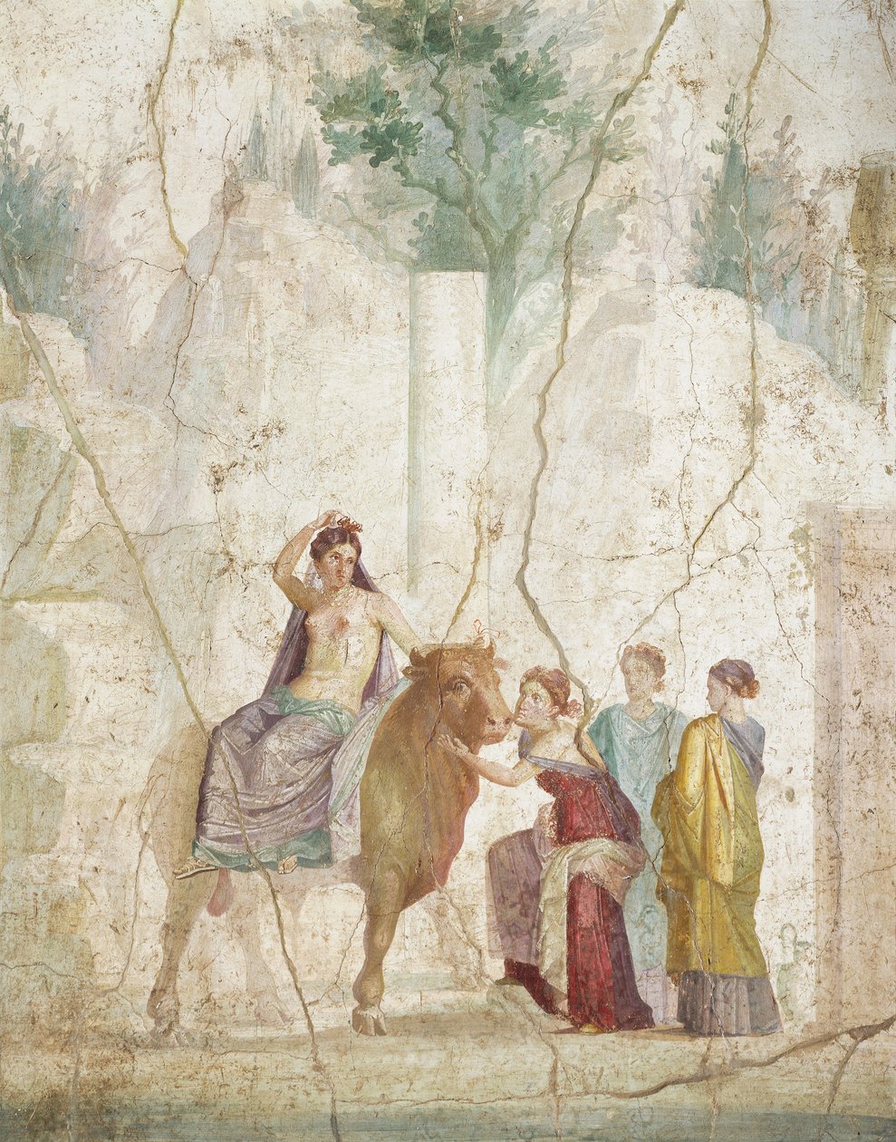 Fresco die de ontvoering van Europa uitbeeldt, uit Pompeii, Romeinse beschaving door Roman