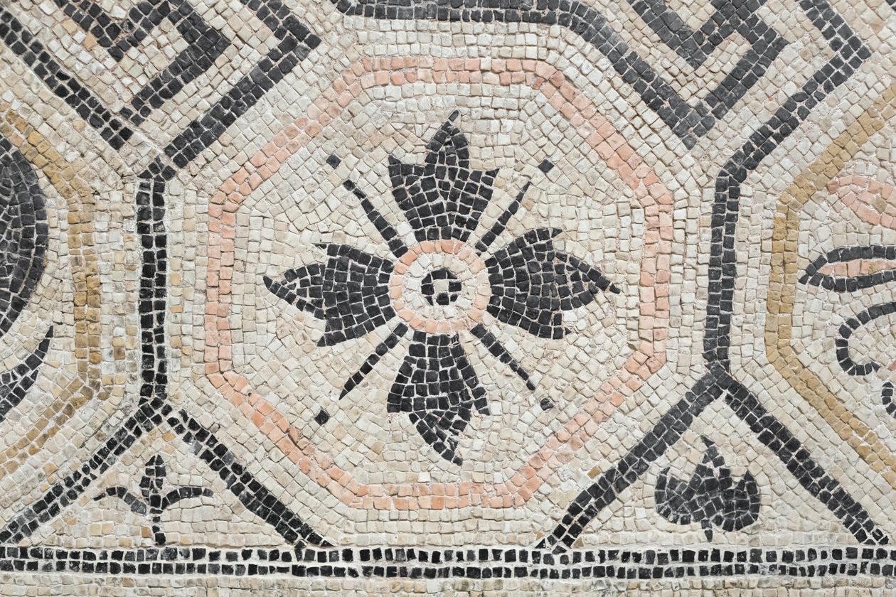 Geometrisch patroon van de Via san Rocchino domus, 2e eeuw na Christus (mozaïek) door Roman