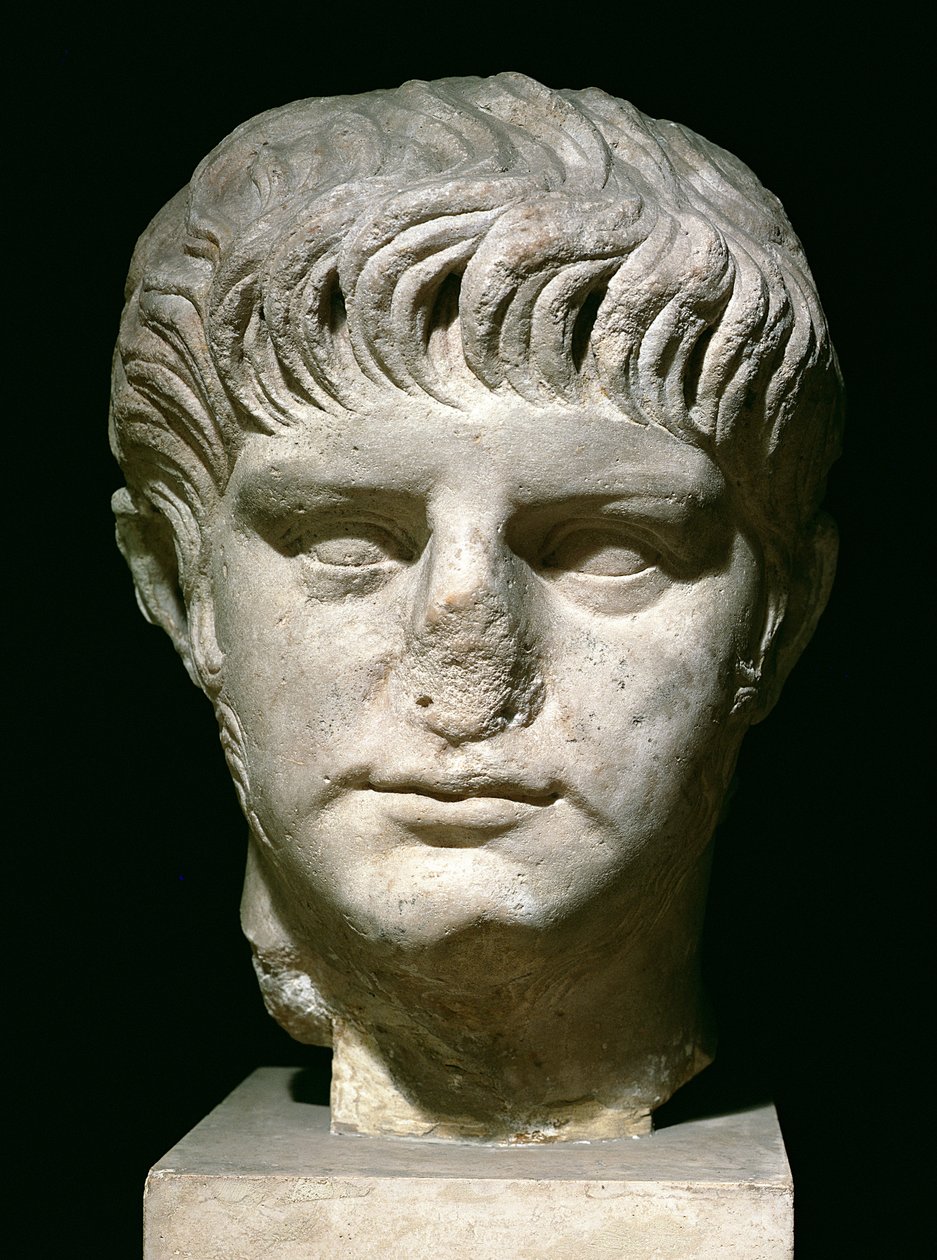 Hoofd van Nero (37-68 AD) (marmer) door Roman
