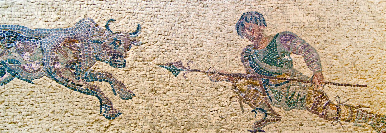 Jachtscène, Huis van Dionysos, Paphos, Cyprus (mozaïek) door Roman