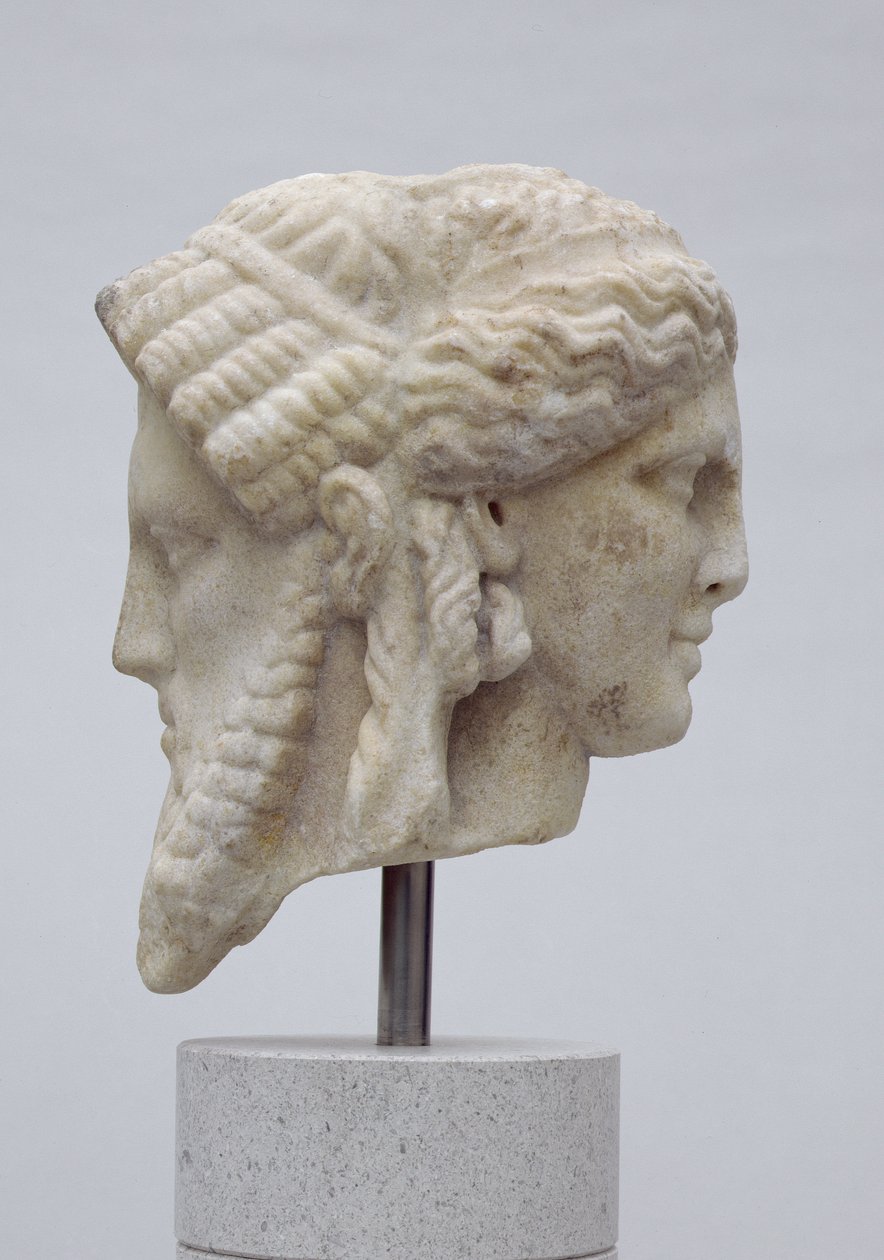 Janiform hoofd, waarschijnlijk van Dionysus en Apollo, c.30-50 AD door Roman