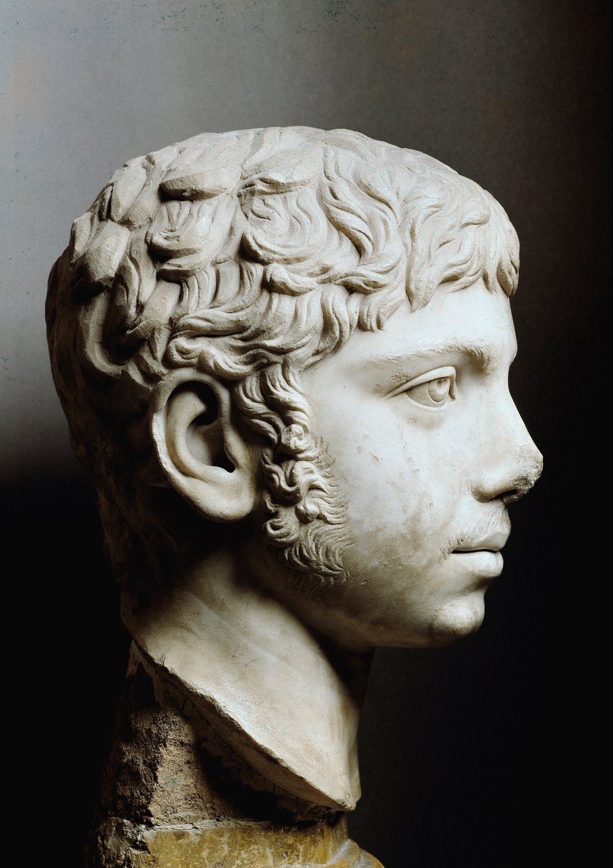 Marmeren hoofd van Elagabal of Heliogabalus (Marcus Aurelius Antoninus of Heliogabalus) (204-222 AD) - Rome, Musei Capitolini - Hoofd van keizer Elagabalus (204-222) ook bekend als Heliogabalus (Varius Avitus Bassianus) - Marmeren sculptuur - Musei Capitol door Roman