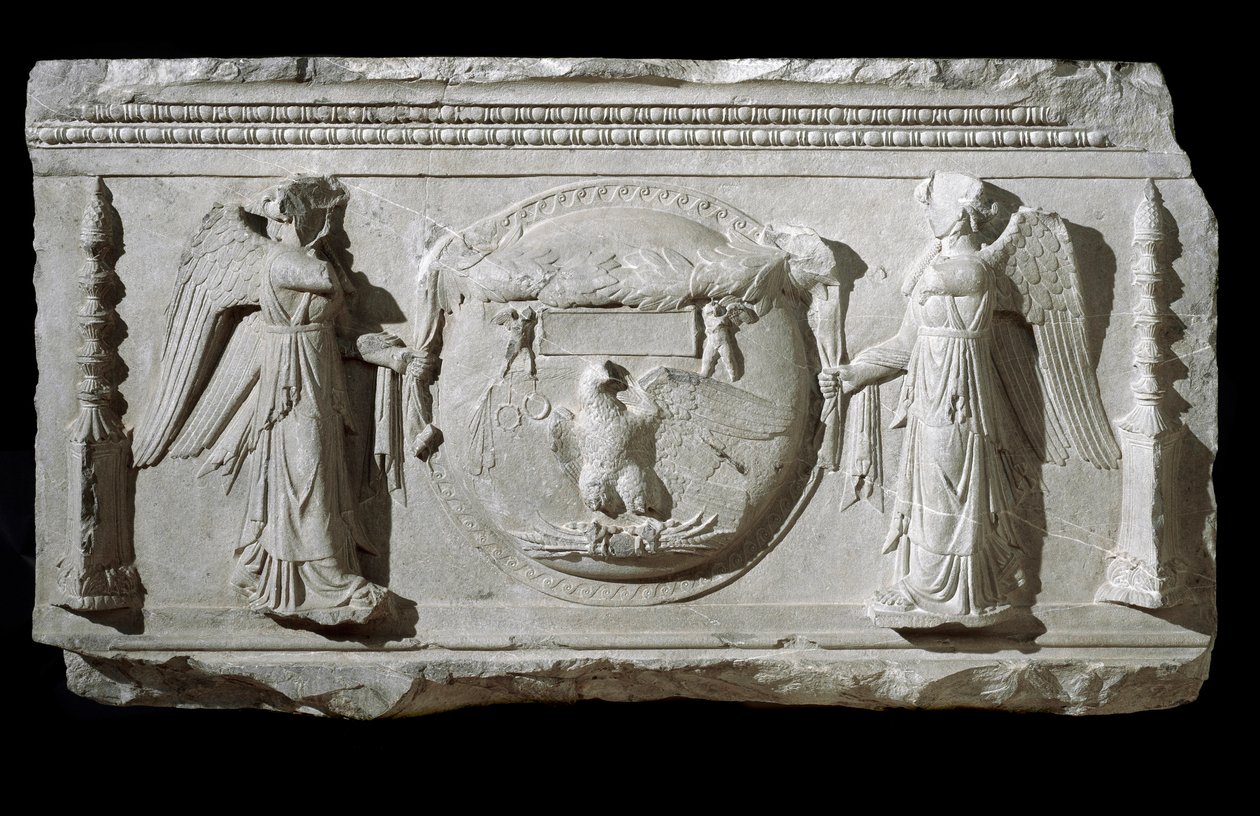 Marmeren reliëffragment van de Plaza de la Consolazione in Rome door Roman