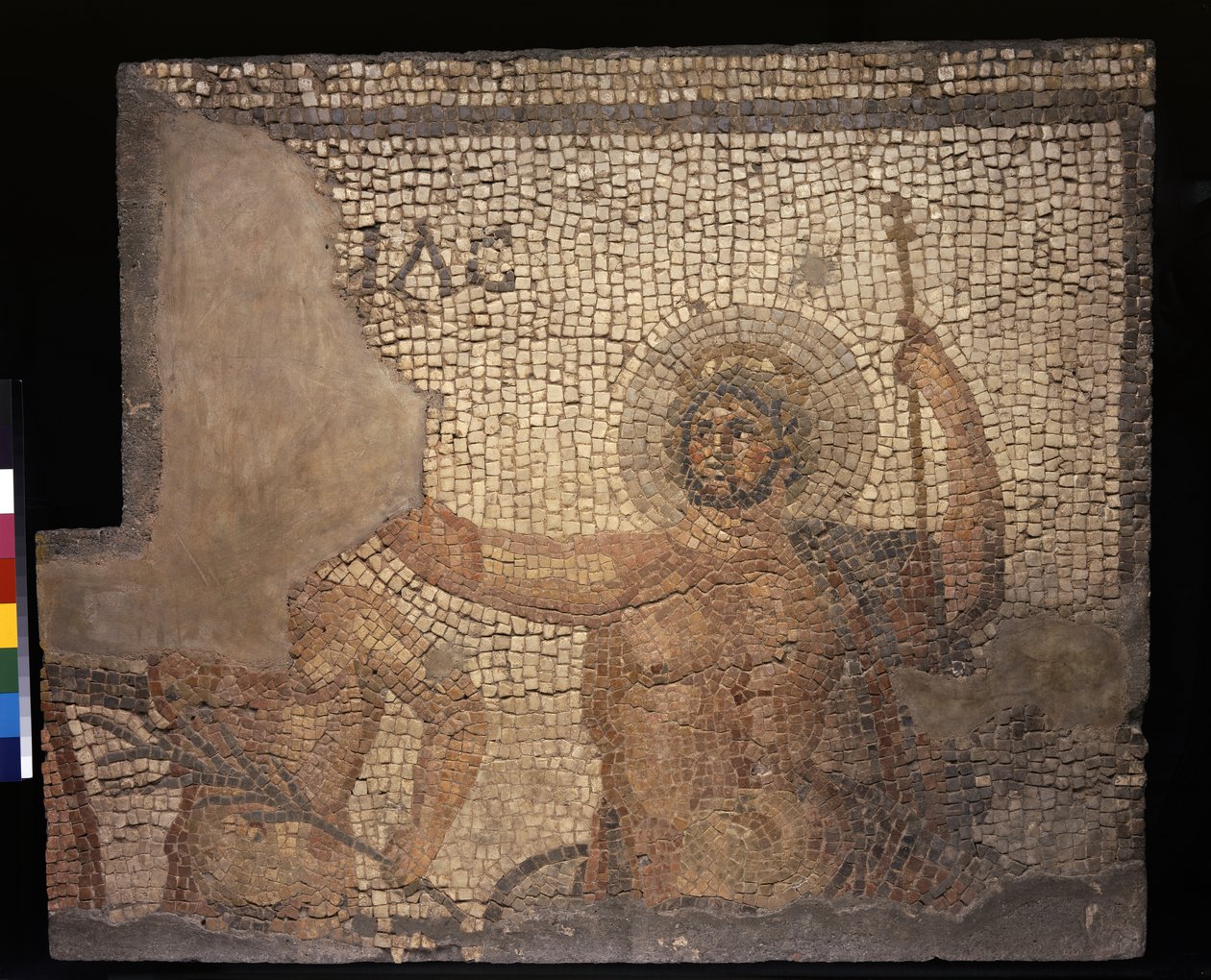Mozaïek uit het Huis van Menander met Zeus, 3e - 4e eeuw (kalksteen en marmer tesserae) door Roman
