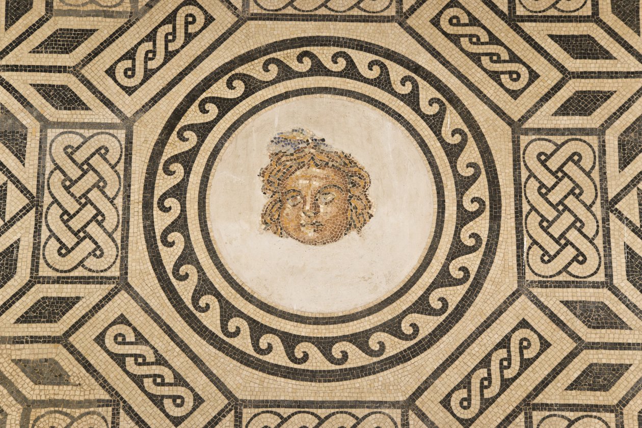 Mozaïek van Medusa, in de Hal van de Mozaïeken in het Alcazar van de Christelijke Koningen door Roman