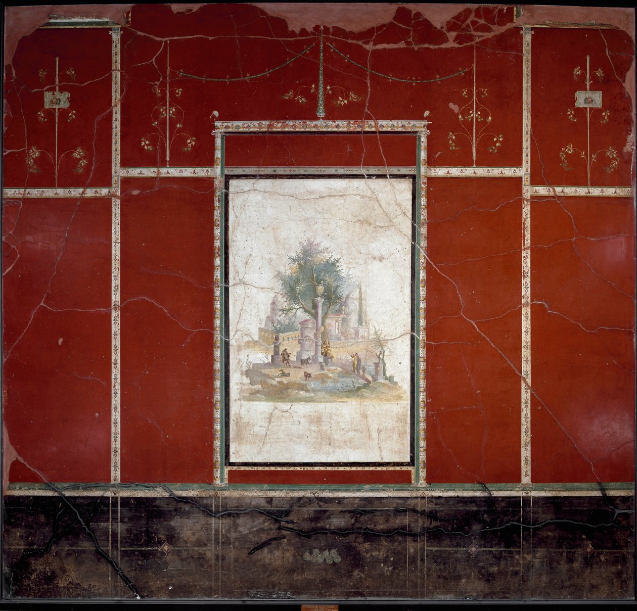 Romeinse kunst: Bucolisch en heilig landschap. Fresco toegeschreven aan de meester van Amando. Uit Boscotrecase, villa van Agrippa Postumus. 1e eeuw. Nationaal Archeologisch Museum, Napels door Roman