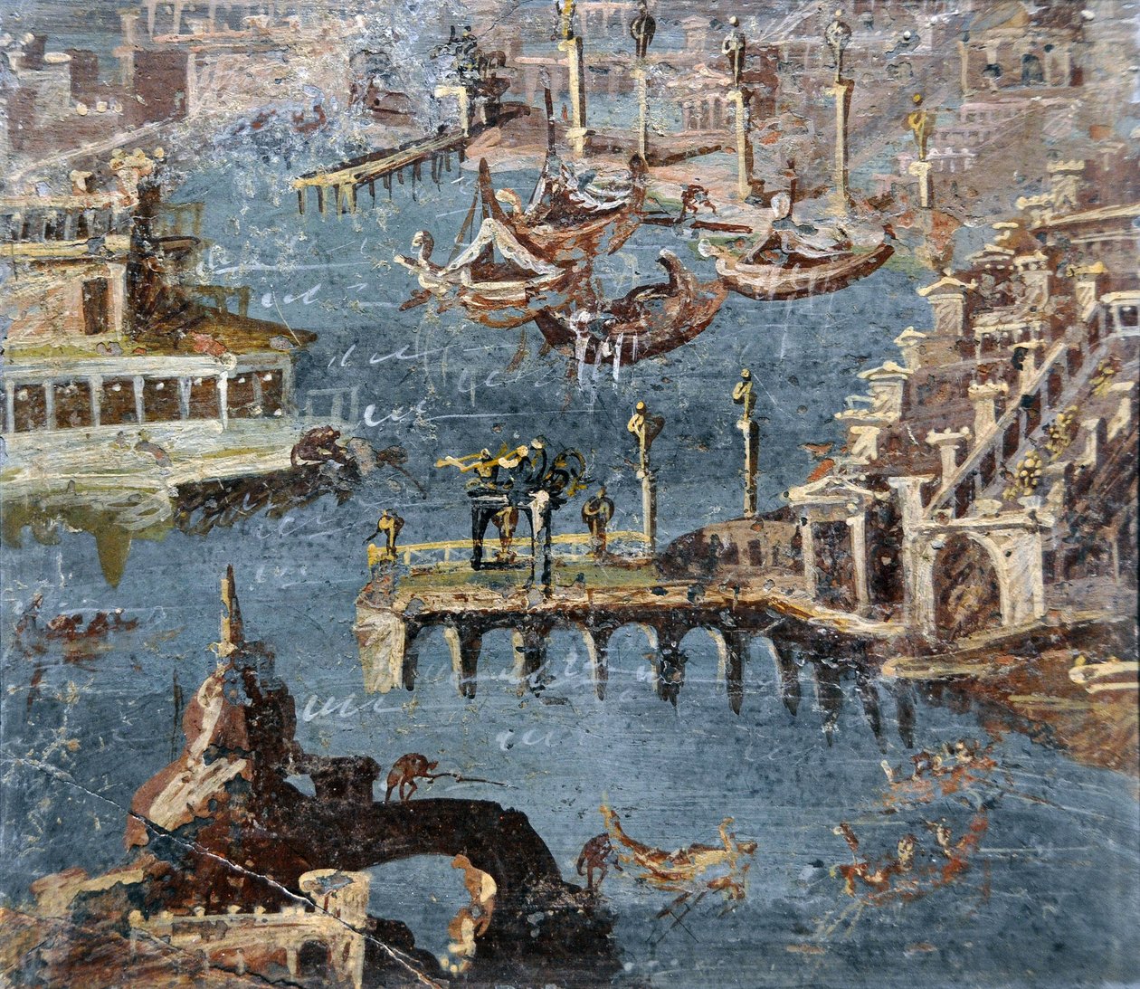 Romeinse kunst: landschap met een haven vaak geïdentificeerd als Pozzuoli door Roman
