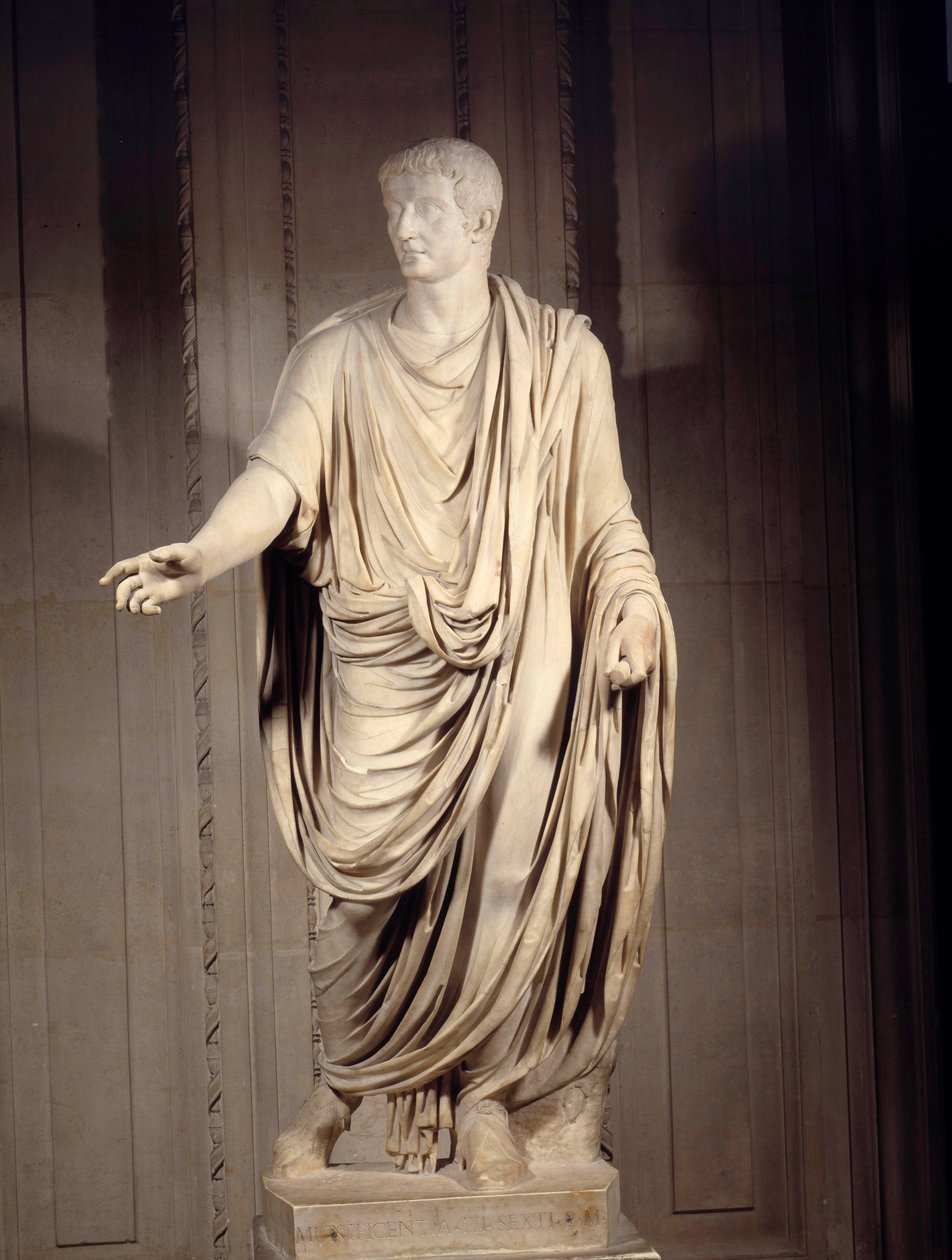 Romeinse kunst: marmeren standbeeld van keizer Tiberius door Roman