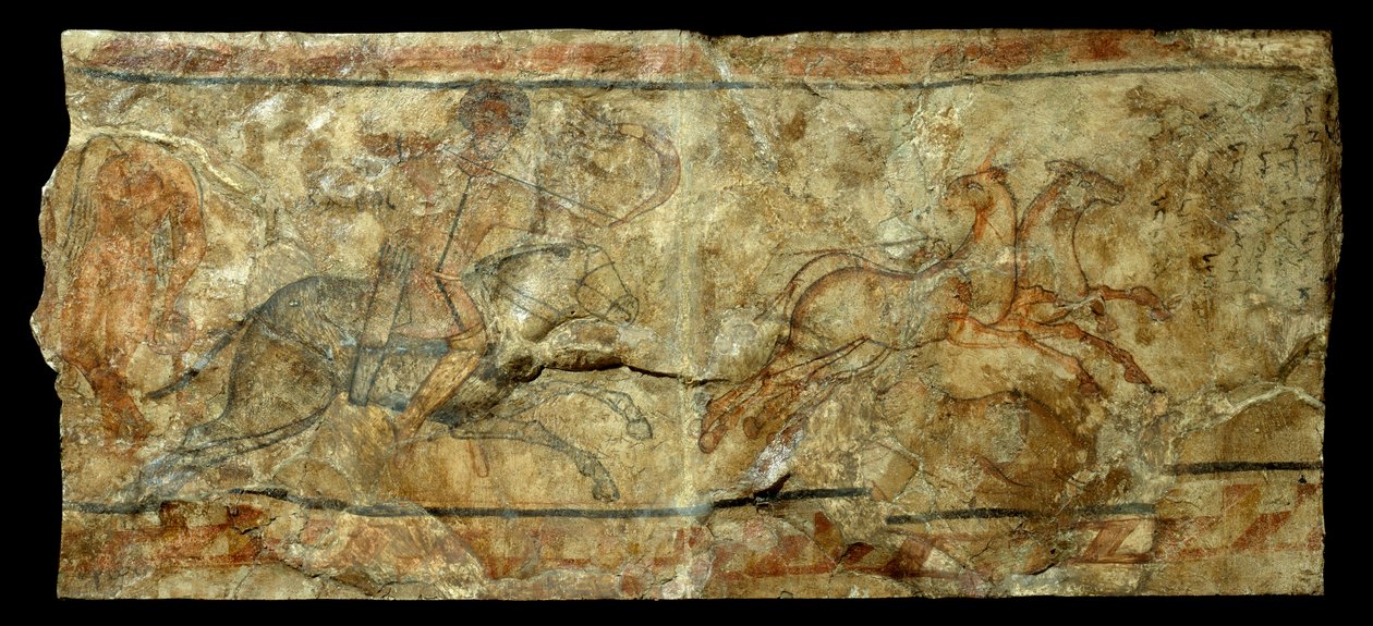 Romeinse kunst: muurschildering van een boogschutter die de sleutelbloem jaagt door Roman