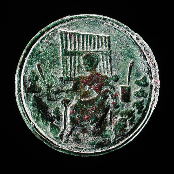 Romeinse munt met afbeelding van een orgel door Roman