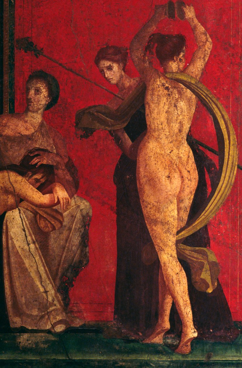 Scène uit de Inwijding in de Dionysische mysteriën, Triclinium van de Villa van de Mysteriën, Pompeii (UNESCO Werelderfgoedlijst) door Roman