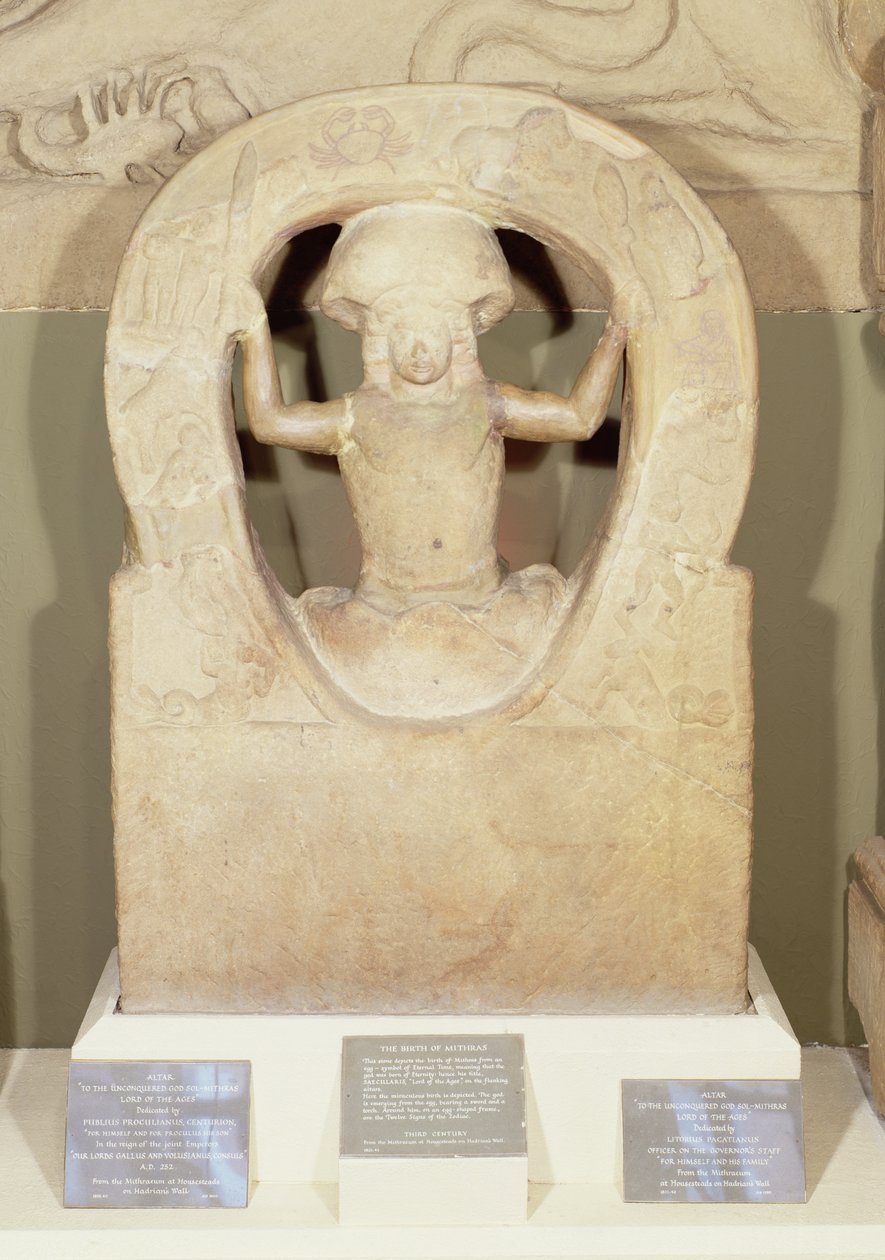 De Geboorte van Mithras uit het Mithraeum in Housesteads door Roman