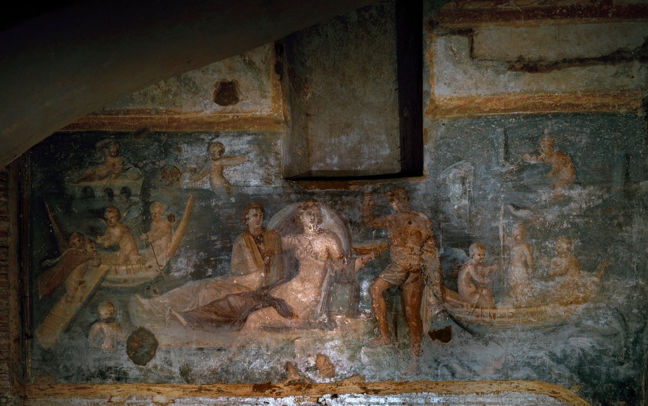 De terugkeer van Proserpina uit de onderwereld, 2e-3e eeuw (fresco) door Roman