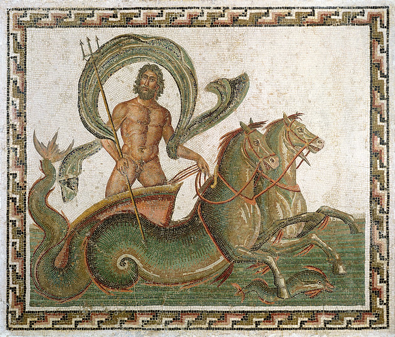 Triomf van Neptunus, vloer van het Huis van Wadi Blibane, Sousse (oud Hadrumetum) door Roman