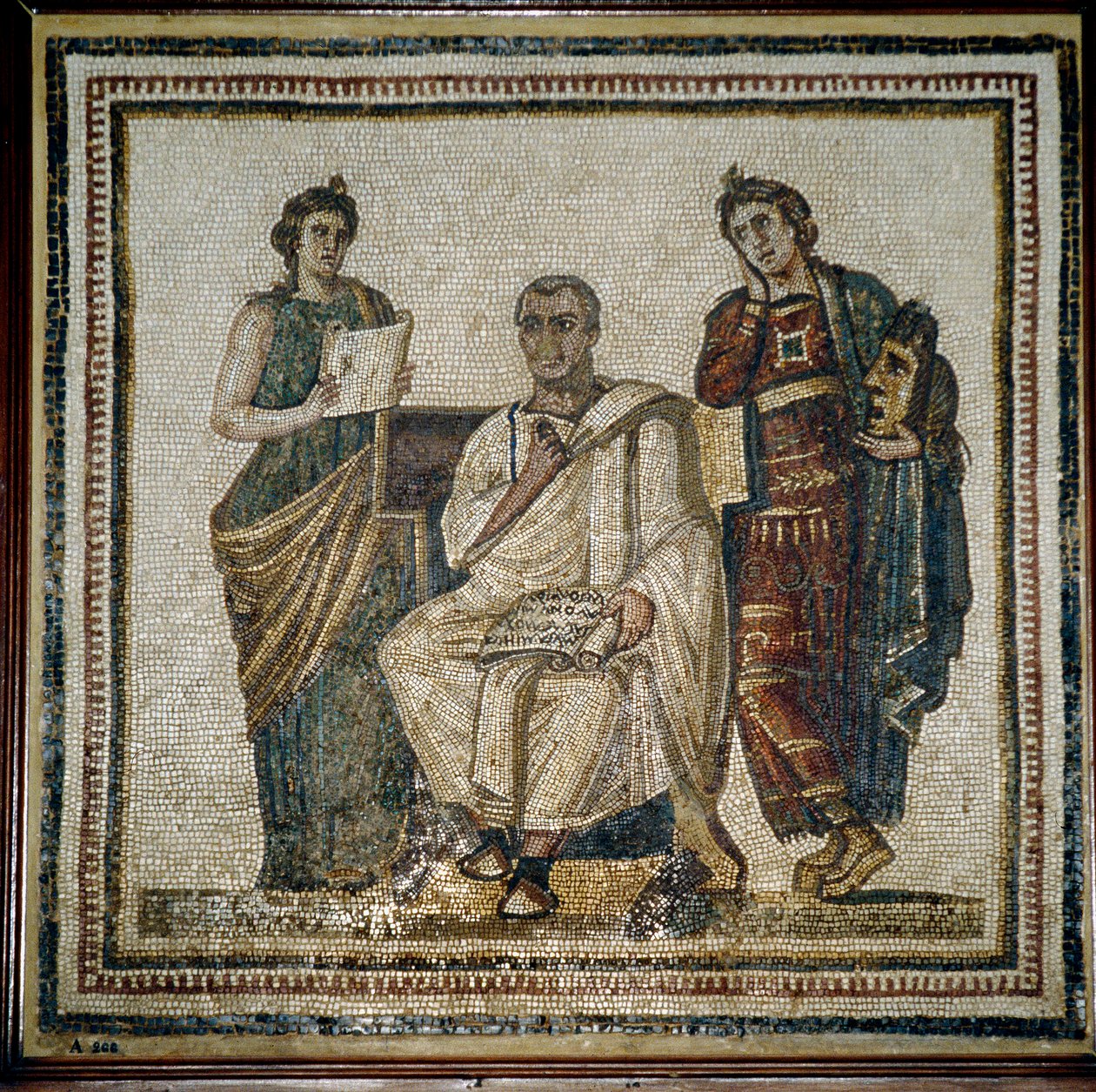 Virgil (Virgilio) en twee muzen (Clio en Melpomene) - begin 3e eeuw door Roman